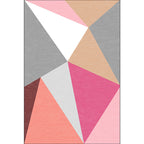 Multicolored Bedroom Rug Modern Color Block Triangle Pattern Carpet Polyester Non-Slip Back Carpet
