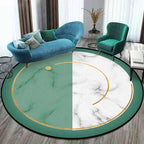 Modern living room rug in green and white with color block marble print rug polyester anti-slip area rug