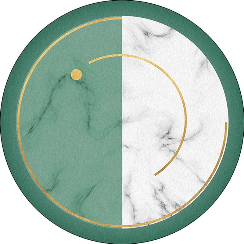 Modern living room rug in green and white with color block marble print rug polyester anti-slip area rug