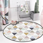 Modern living room rug in ivory geometric triangle striped pattern rug polyester anti-slip backing area rug