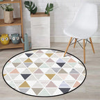 Modern living room rug in ivory geometric triangle striped pattern rug polyester anti-slip backing area rug
