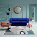 Gray bedroom rug Modern geometric striped pattern area rug Polyester non-slip rug