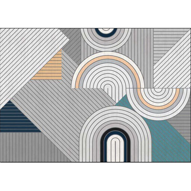 Gray bedroom rug Modern geometric striped pattern area rug Polyester non-slip rug