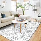 Simply modern rug in white geometric cross square pattern rug polyester pet-friendly rug for home decor