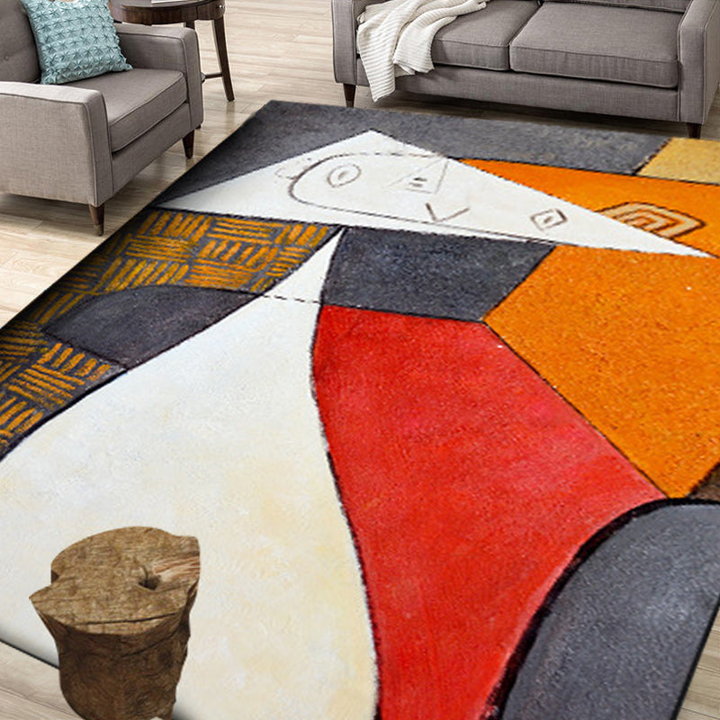 Colorful Bedroom Carpet Novelties Color Block Geometric Pattern Area Rug Polyester Non-Slip Stain Resistant Rug