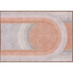 Pink Bedroom Rug Novelty Color Block Arc Circle Pattern Area Rug Polyester Non-Slip Back Stain Resistant Rug
