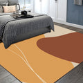 Brown Bedroom Carpet New Color Block Irregular Shape Line Pattern Carpet Polyester Non-Slip Back Carpet