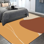 Brown Bedroom Carpet New Color Block Irregular Shape Line Pattern Carpet Polyester Non-Slip Back Carpet