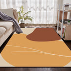 Brown Bedroom Carpet New Color Block Irregular Shape Line Pattern Carpet Polyester Non-Slip Back Carpet
