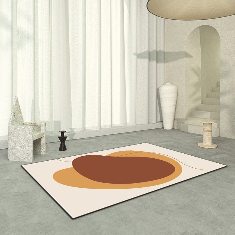 Novelty living room rug in brown block print rug polyester pet friendly non-slip backing rug