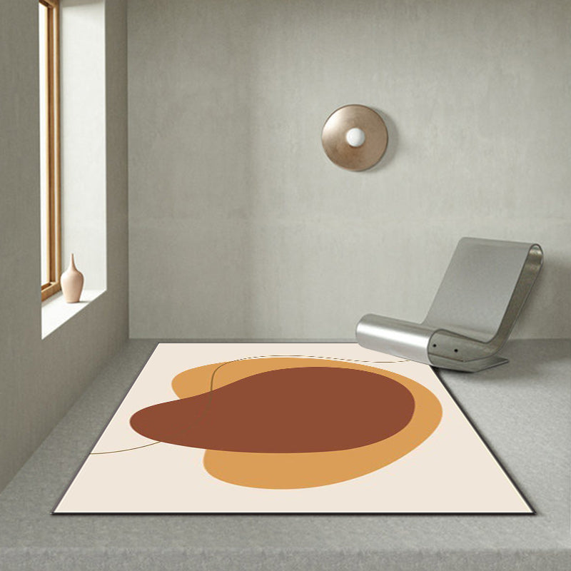 Novelty living room rug in brown block print rug polyester pet friendly non-slip backing rug