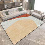 Novelty living room rug in gray and brown color block print rug polyester anti-slip backing rug
