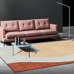 Novelty living room rug in gray and brown color block print rug polyester anti-slip backing rug