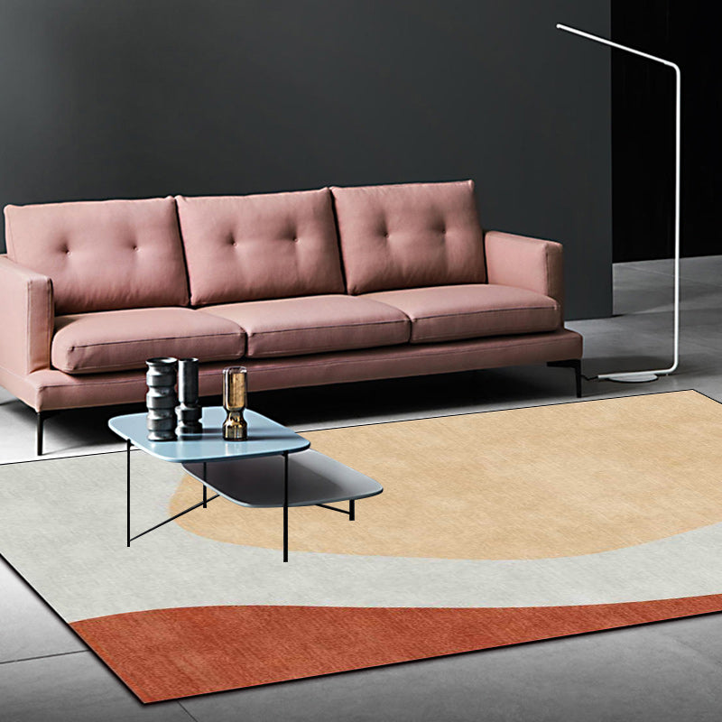 Novelty living room rug in gray and brown color block print rug polyester anti-slip backing rug