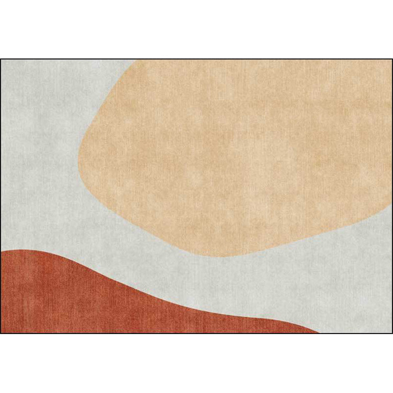Novelty living room rug in gray and brown color block print rug polyester anti-slip backing rug