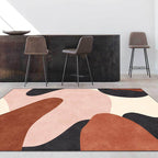 Novelty Living Room Carpet in Pink and Brown Color Block Print Carpet Polyester Pet Friendly Non-Slip Area Rug