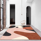 Novelty Living Room Carpet in Pink and Brown Color Block Print Carpet Polyester Pet Friendly Non-Slip Area Rug