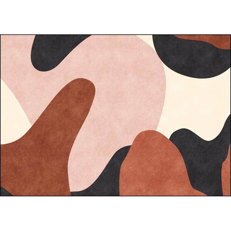 Novelty Living Room Carpet in Pink and Brown Color Block Print Carpet Polyester Pet Friendly Non-Slip Area Rug