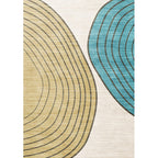 Novelty Living Room Carpet in Ivory and Yellow Color Block Stripe Print Carpet Polyester Non-Slip Bedroom Rug