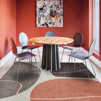 Novelty Living Room Carpet in Brown Color Block Line Print Carpet Polyester Washable Non-Slip Back Floor Mat