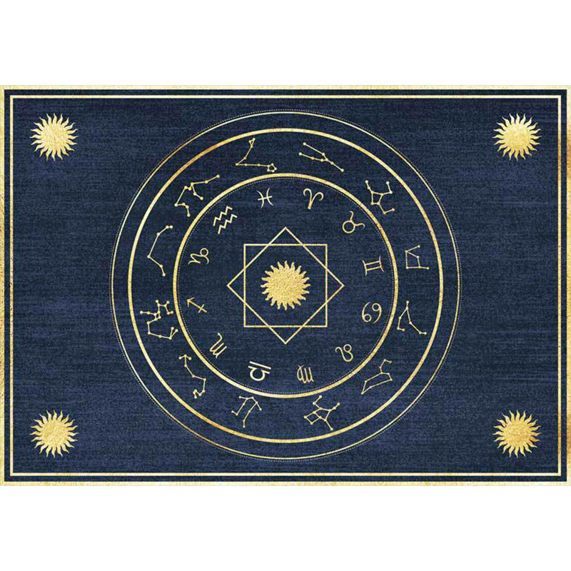 Minimalistic New Carpet in Blue Geometry Constellation Sun Pattern Carpet Polyester Non-Slip Flooring for Home Decoration
