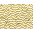 Gold Bedroom Rug Novelty Geometric Mountain Stripe Pattern Area Rug Polyester Pet-Friendly Washable Rug