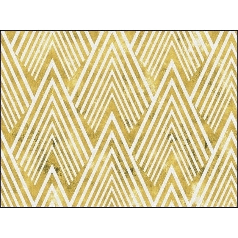 Gold Bedroom Rug Novelty Geometric Mountain Stripe Pattern Area Rug Polyester Pet-Friendly Washable Rug