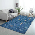 Novelty living room carpet in blue geometric diamond print carpet polyester washable stain resistant 
Washable carpet