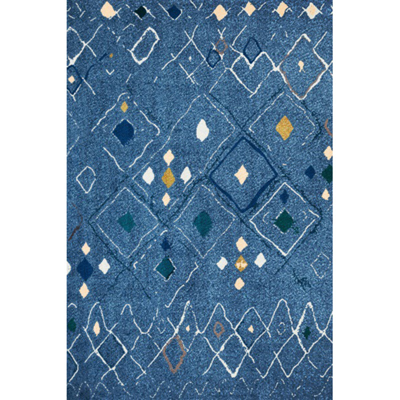Novelty living room carpet in blue geometric diamond print carpet polyester washable stain resistant 
Washable carpet