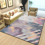 Pink Bedroom Rug Novelty Geometric Stripe Pattern Area Rug Polyester Pet Friendly Non-Slip Rug