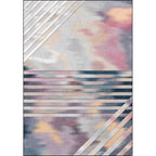 Pink Bedroom Rug Novelty Geometric Stripe Pattern Area Rug Polyester Pet Friendly Non-Slip Rug
