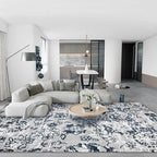Gray Shabby Chic Rug Polyester Floral Pattern Rug Machine Washable Non-Slip Backing Rug for the Living Room