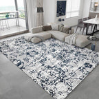 Gray Shabby Chic Rug Polyester Floral Pattern Rug Machine Washable Non-Slip Backing Rug for the Living Room