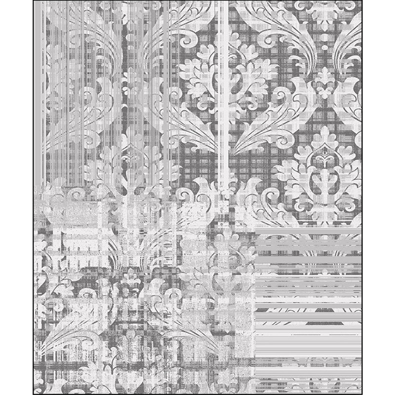 Classic Paisley Pattern Rug Gray Vintage Rug Polyester Washable Non-Slip Back Rug for Bedroom