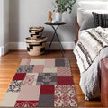 Shabby Chic Paisley Pattern Rug Pink and Red Polyester Rug Machine Washable Non-Slip Back Area Rug for Living Room