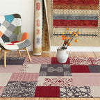 Shabby Chic Paisley Pattern Rug Pink and Red Polyester Rug Machine Washable Non-Slip Back Area Rug for Living Room