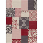 Shabby Chic Paisley Pattern Rug Pink and Red Polyester Rug Machine Washable Non-Slip Back Area Rug for Living Room