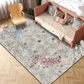 Gray Shabby Chic Rug Polyester Medallion Pattern Rug Machine Washable Non-Slip Back Rug for Living Room