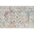 Gray Shabby Chic Rug Polyester Medallion Pattern Rug Machine Washable Non-Slip Back Rug for Living Room