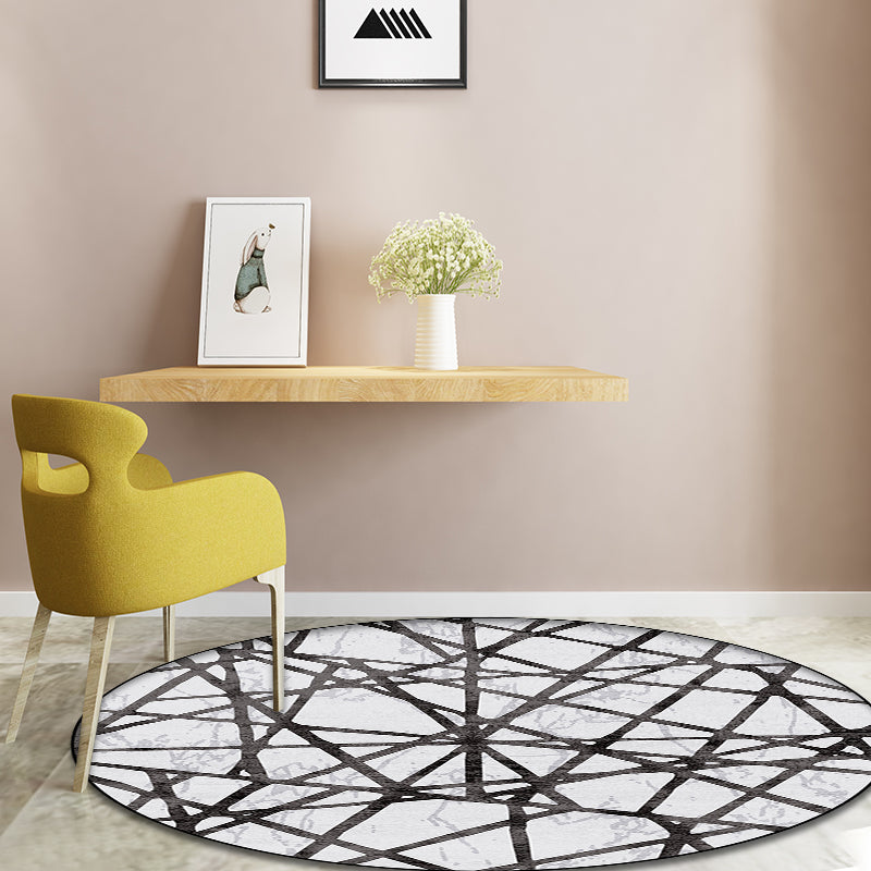 White Novelty Rug Polyester Abstract Rug Machine Washable Non-Slip Back Rug for the Living Room