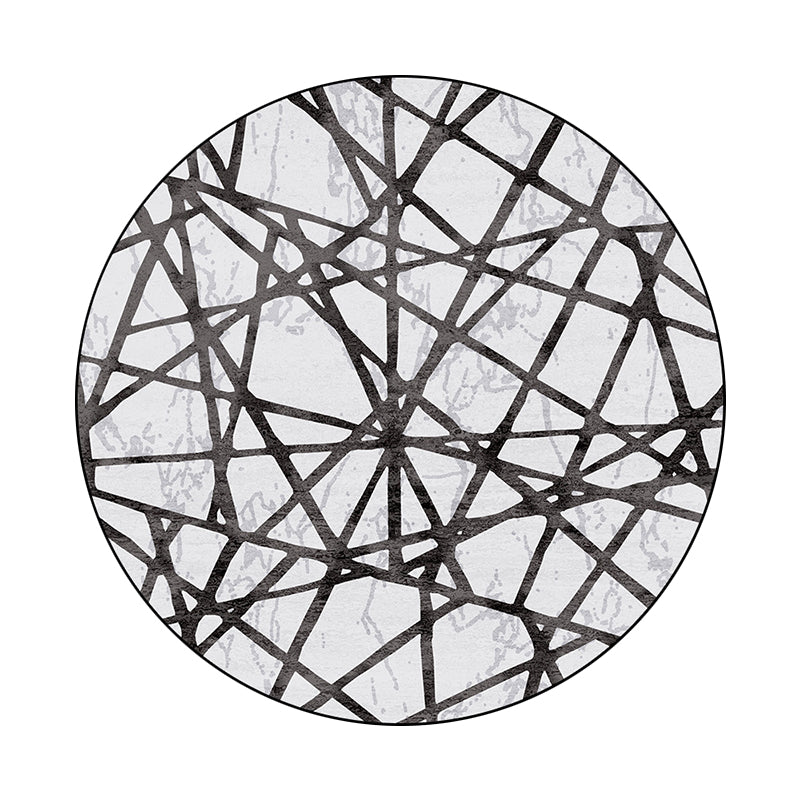 White Novelty Rug Polyester Abstract Rug Machine Washable Non-Slip Back Rug for the Living Room