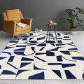 Stylish Abstract Rug Blue and Beige Casual Rug Polyester Machine Washable Non-Slip Rug for Bedroom