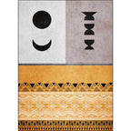 Funky Tribal Print Carpet Yellow Vintage Carpet Polyester Machine Washable Anti-Slip Rug for Bedroom