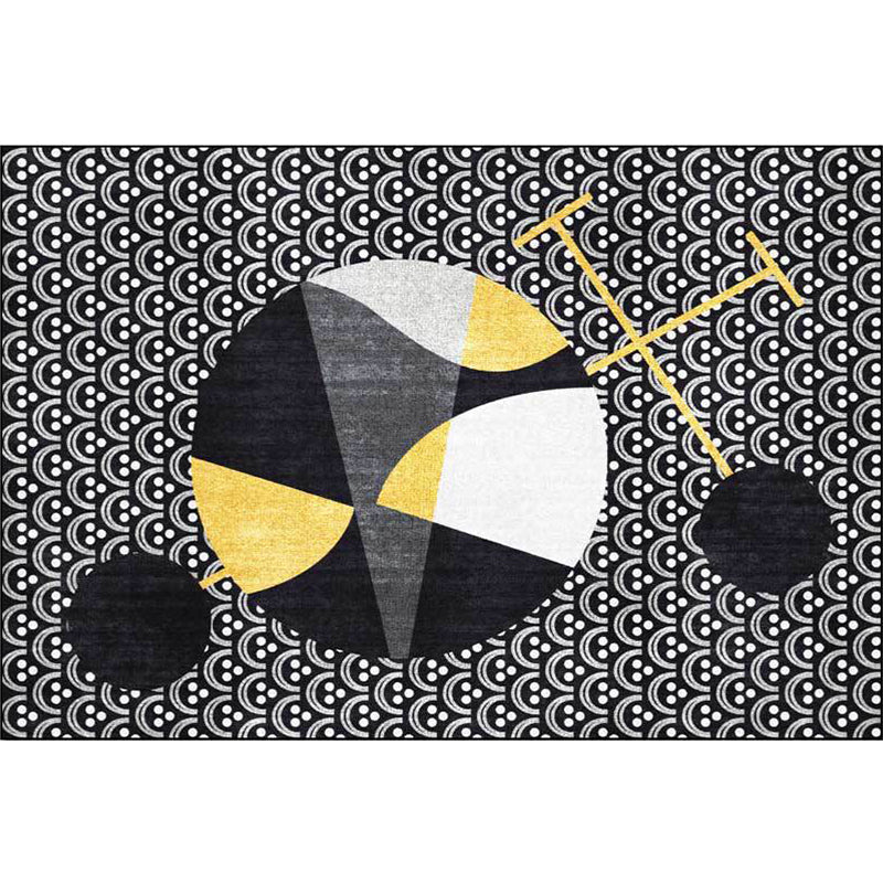 Black modern carpet polyester abstract carpet machine washable non-slip backing carpet for the living room