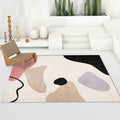 Unique abstract color block carpet Beige Multicolor simple rug Polyester machine washable non-slip rug for bedroom