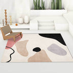 Unique abstract color block carpet Beige Multicolor simple rug Polyester machine washable non-slip rug for bedroom