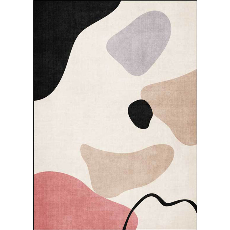 Unique abstract color block carpet Beige Multicolor simple rug Polyester machine washable non-slip rug for bedroom