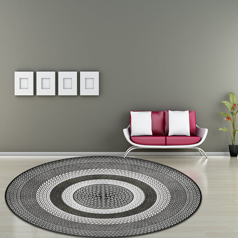 Rustic Concentric Circles Pattern Carpet Yellow and Green Polyester Carpet Machine Washable Non-Slip Carpet for Living Room