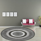 Rustic Concentric Circles Pattern Carpet Yellow and Green Polyester Carpet Machine Washable Non-Slip Carpet for Living Room