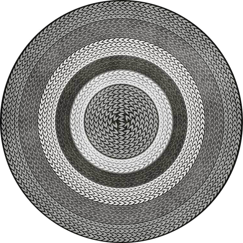 Rustic Concentric Circles Pattern Carpet Yellow and Green Polyester Carpet Machine Washable Non-Slip Carpet for Living Room